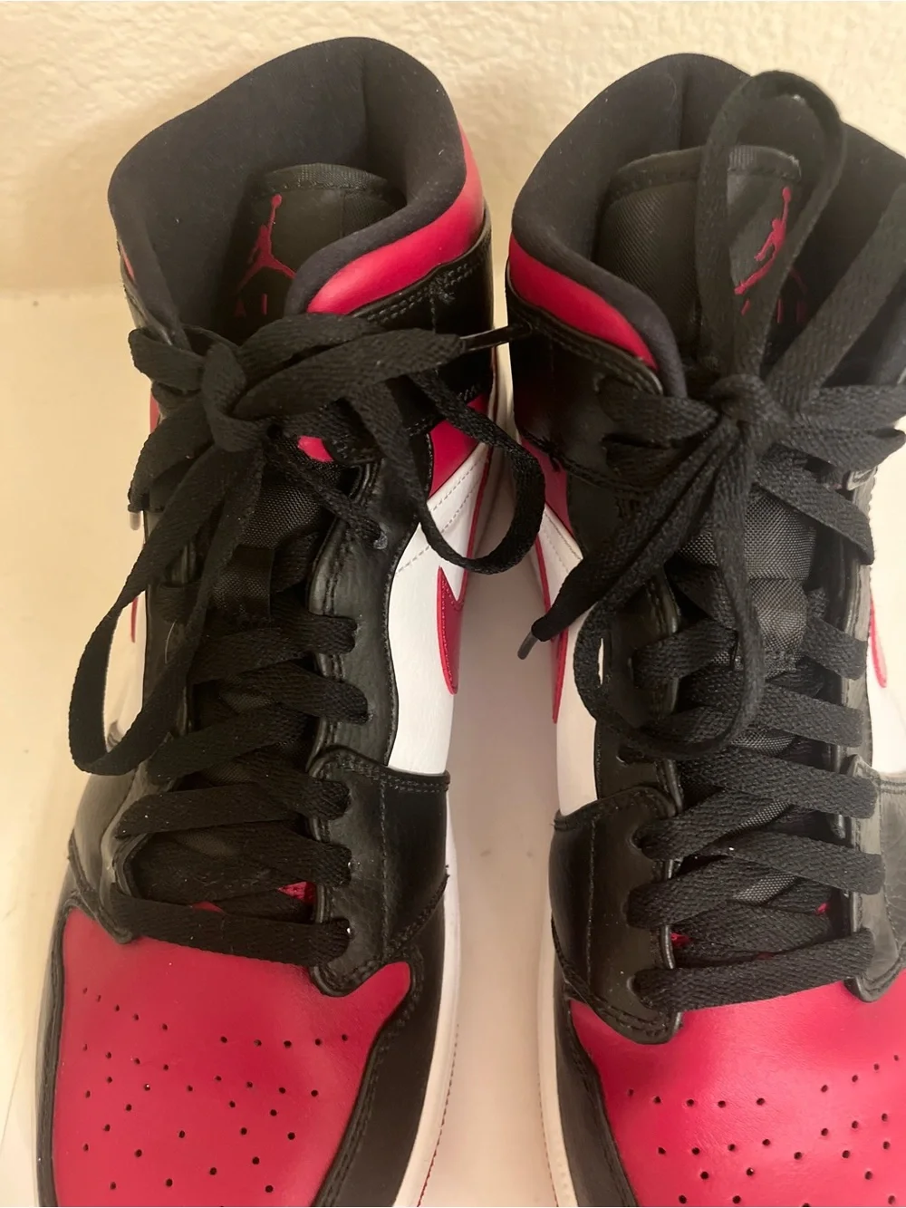 Air Jordan 1 Mid “Bred Toe” - Black/Noble Red/White - Size 11.5 - Worn Once